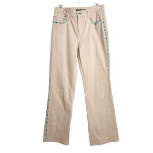 Ralph Lauren  Western Beige  Embroidered Tribal Aztec Jeans 6…